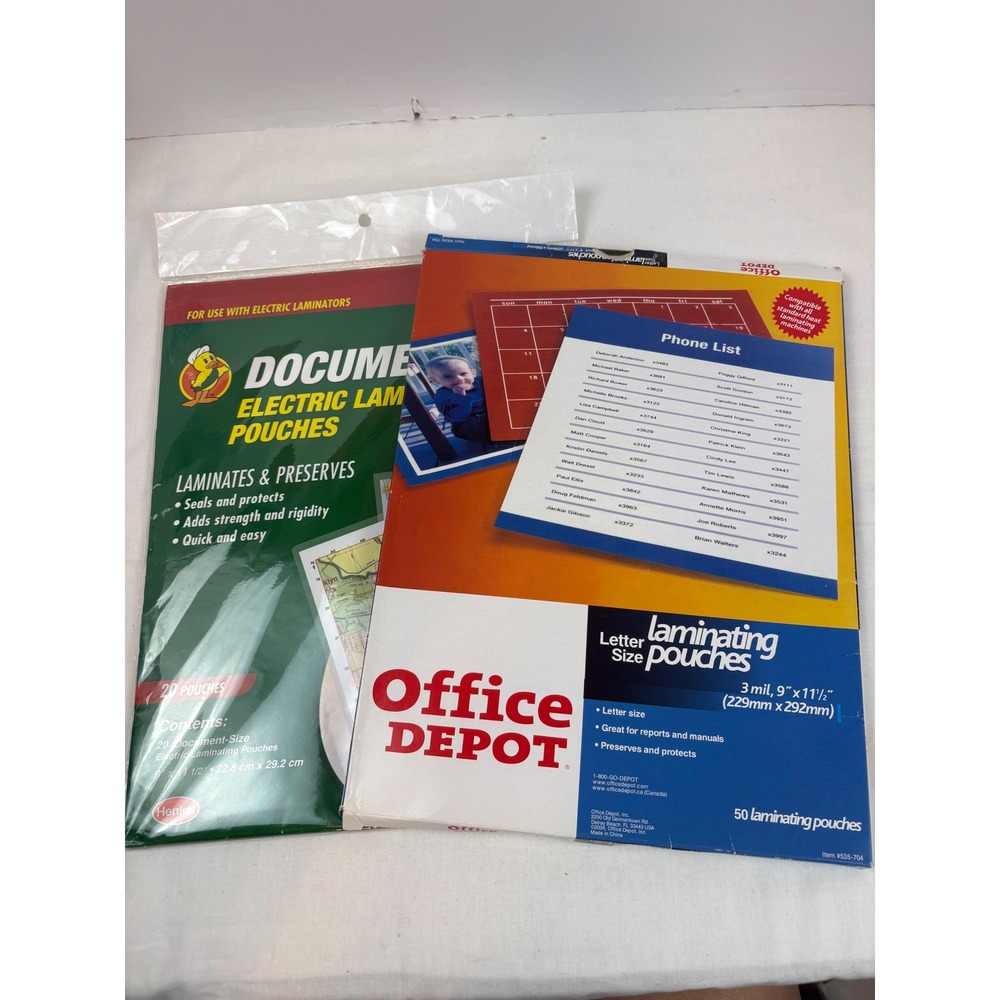 70ct Laminating Pouches Letter Size 9x11.5 Office Depot Henkel Duck Brand Bundle